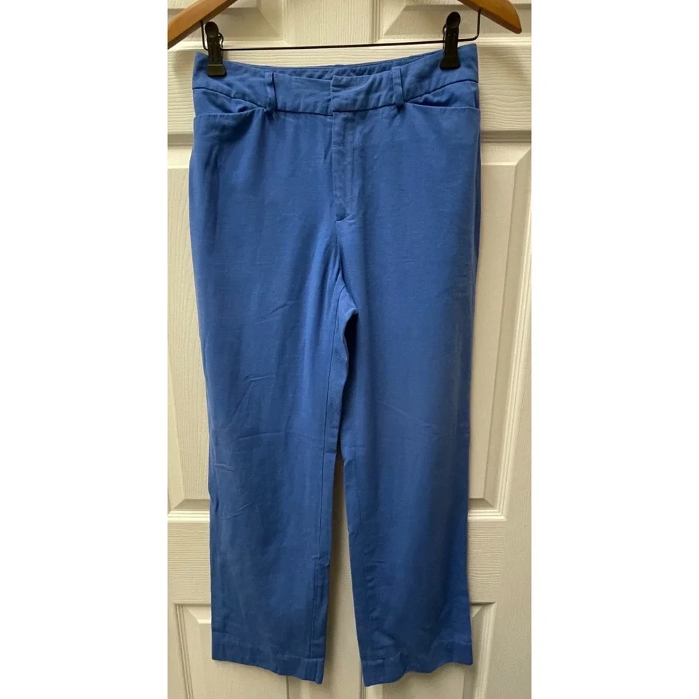 Preston & York Women's Size 6R French Blue‎ Linen Blend Pants Wide Leg 28x30